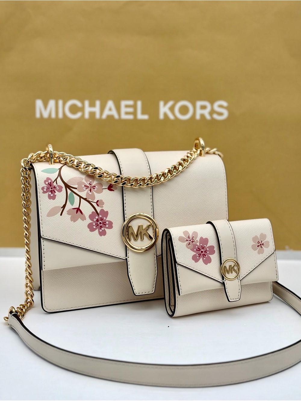 Michael Kors Greenwich Small Floral Crossbody Shoulder Bag & Wallet Set